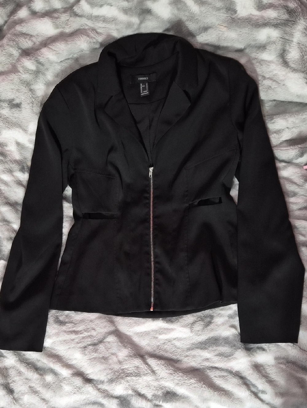 Forever 21 Black Zip-Front Tailored Blazer Size Medium